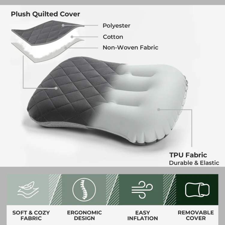 Travel-Friendly Inflatable Pillow for Camping Use
