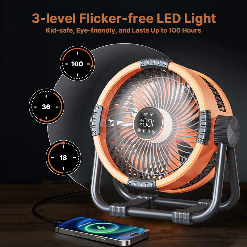 Portable Outdoor Fan with LED Lighting - 20000mAh Battery