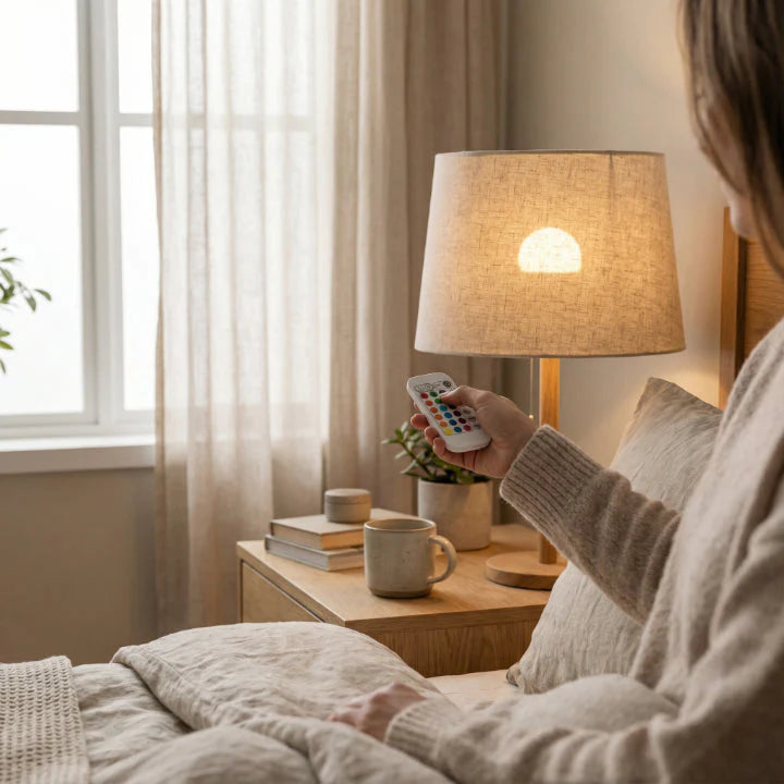 Rechargeable E27 RGB LED Lamp with Remote Control – Wire-Free Setup