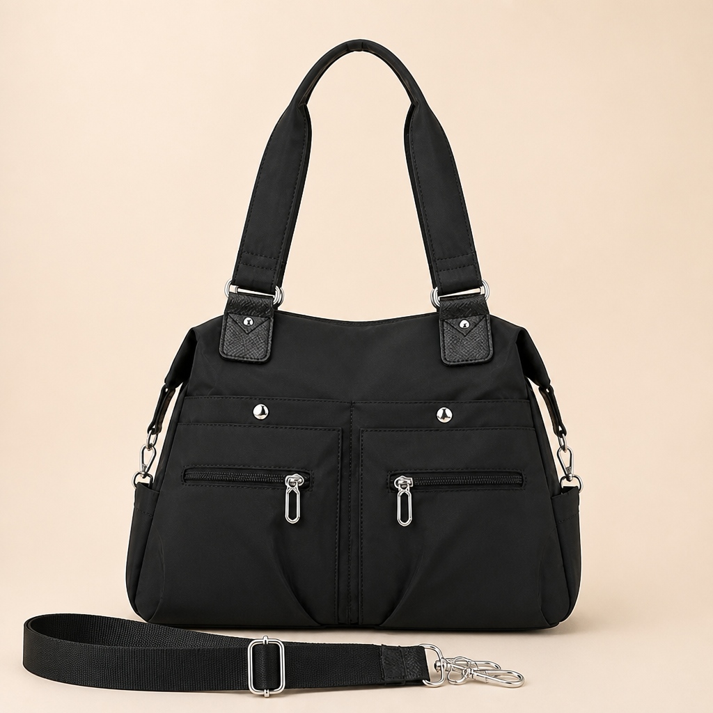 VeroStride™ – Soft Nylon Shoulder Bag with Detachable Crossbody Strap
