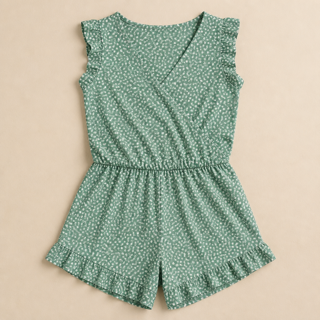 MarinaSilk™ – Ruffle Wrap-Front Nursing Swim Romper with Built-In Support