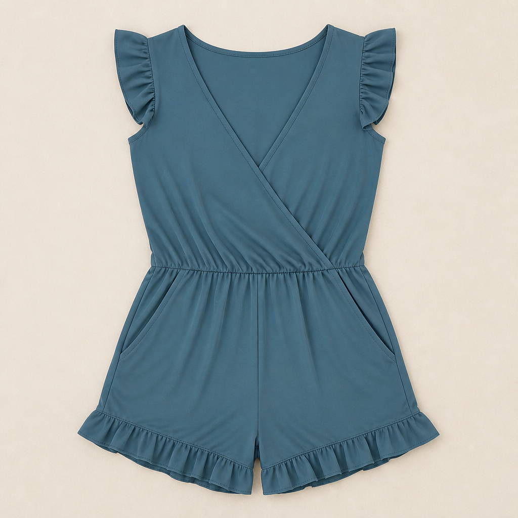 MarinaSilk™ – Ruffle Wrap-Front Nursing Swim Romper with Built-In Support