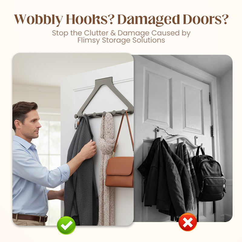 Door Hook Rack for Extra Space and Organization – No Drilling Required