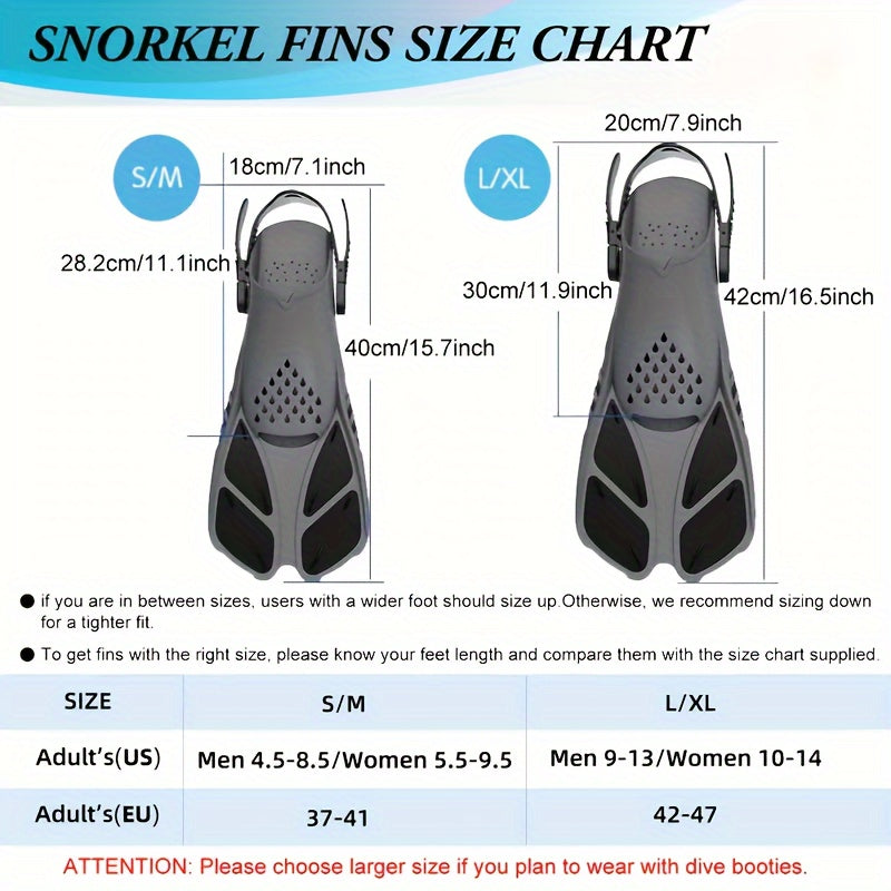 Adjustable Short Snorkel Fins with Open Heel