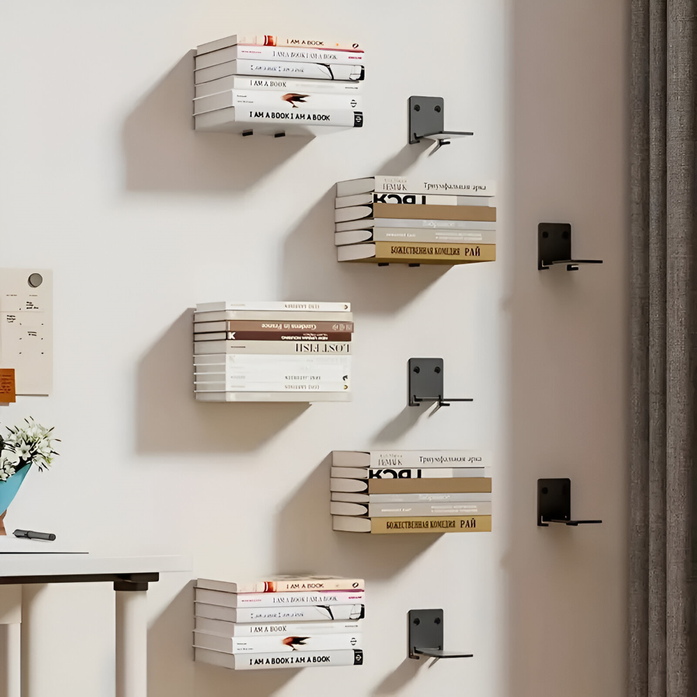 Floating Wall Shelf | Invisible Suspension Design for Books | Durable Iron Mounting Bracket | FloatShelf