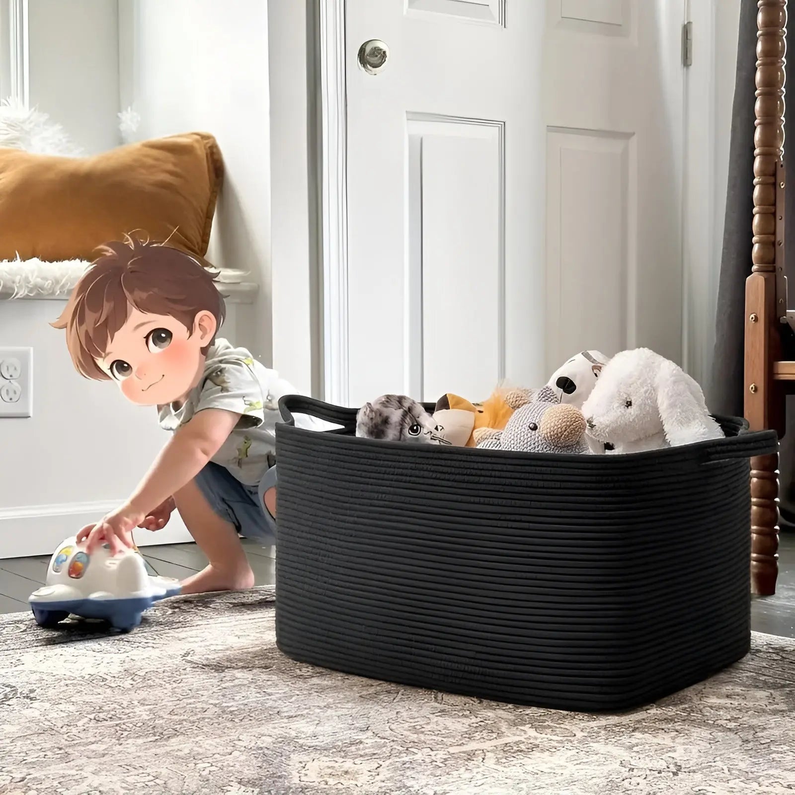 Woven Basket | Interlaced Pattern | Carry Handles | WohnHafen