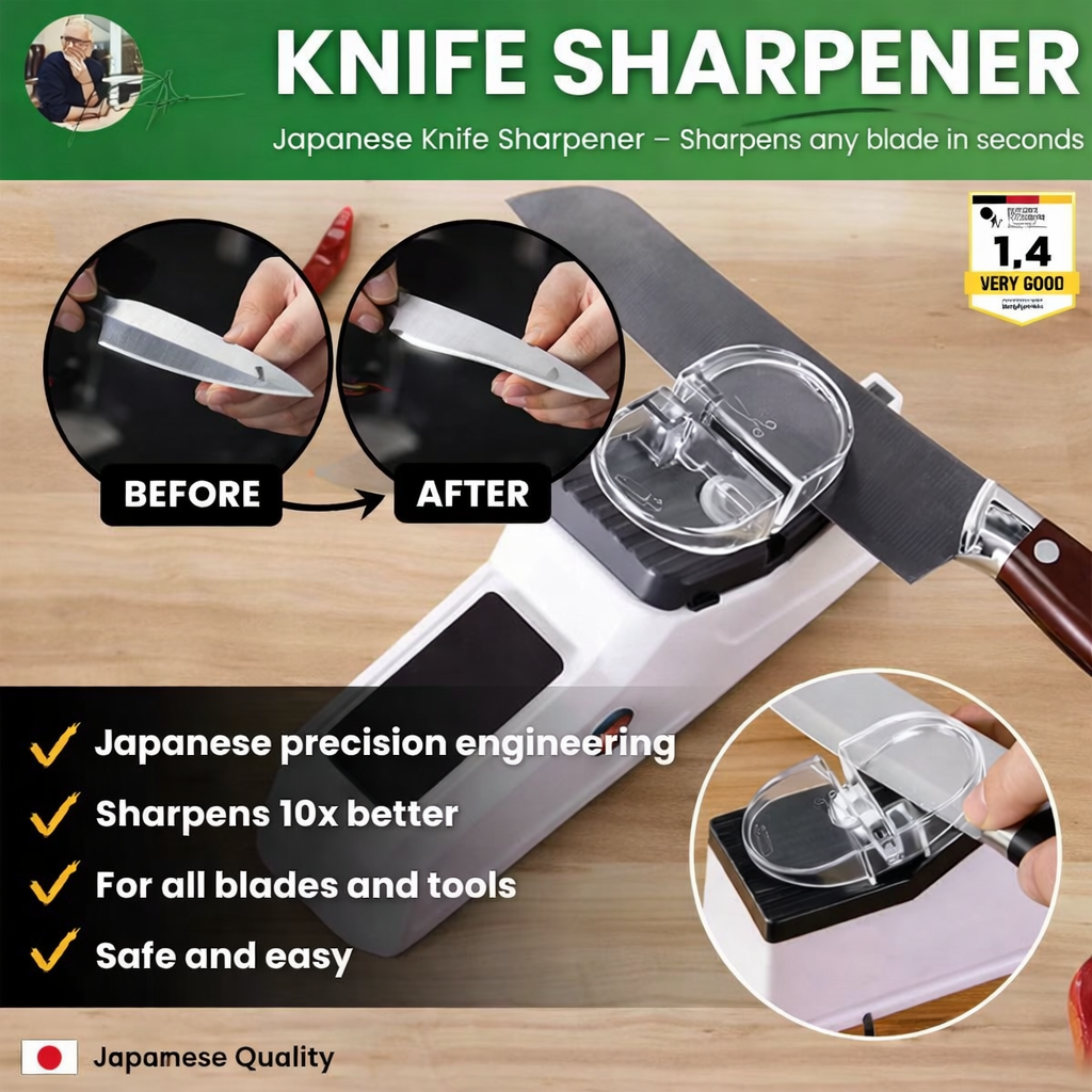 Knife Sharpener | Dual-Stage Honing | Secure Guide Slots | Enhanced Cutting Performance