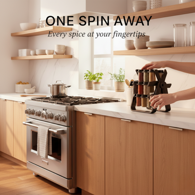 Spinning Spice Carousel for Organized Cooking – Enjoy Easy Flavoring!