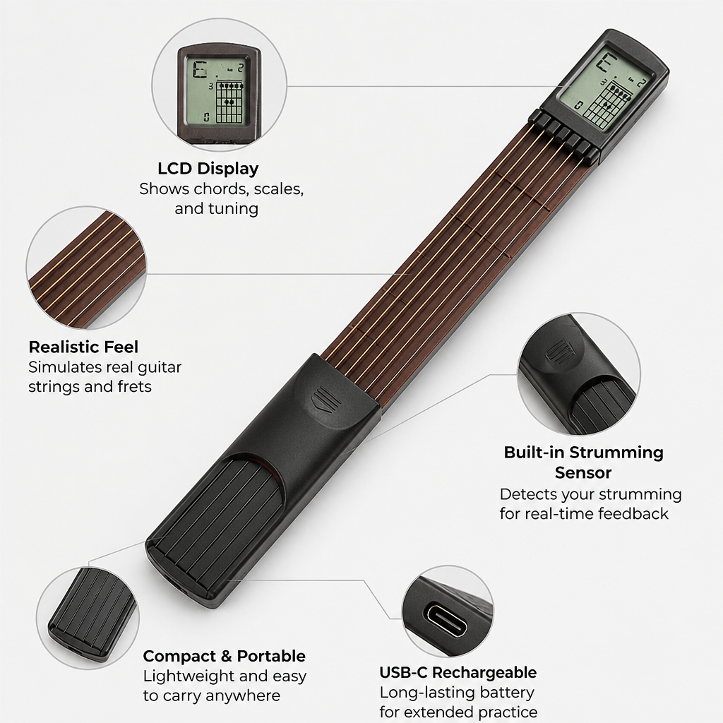 StrumEase™ — Transform Spare Moments into Confident, Quiet Guitar Mastery