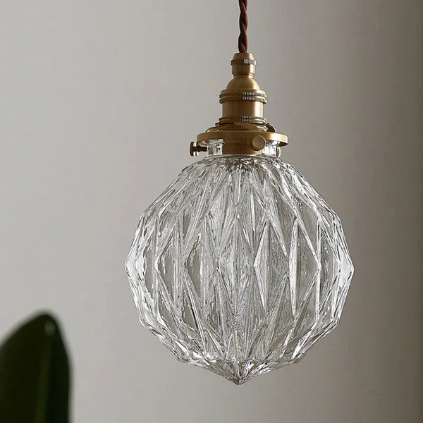 Pendant Light Glass Industrial Style with Textured Globe Shade