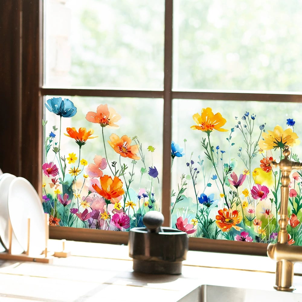 1+1 Free | Colorful Flower Bouquet Window Stickers