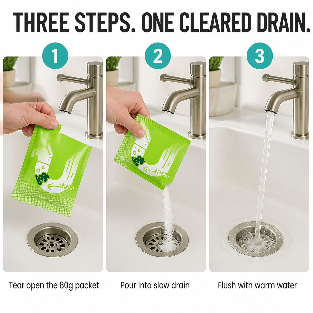 RapidFlowX™ — Dissolve Hair, Grease & Sludge in Minutes Without Burning Your Pipes