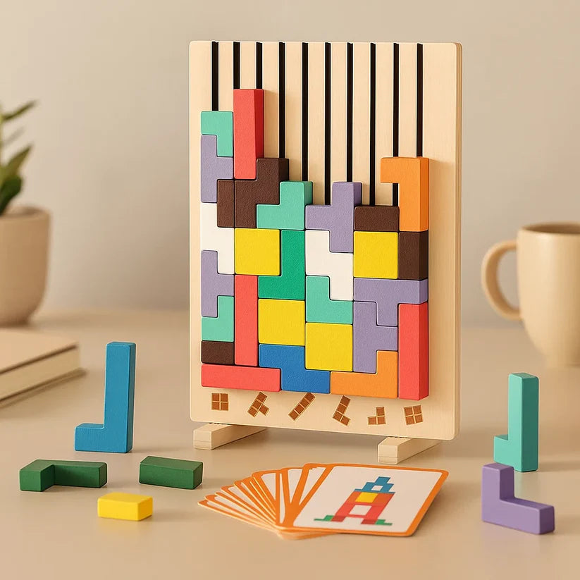 Wooden Tetris Puzzle Tray – An Ideal Mind Break for Your Workspace