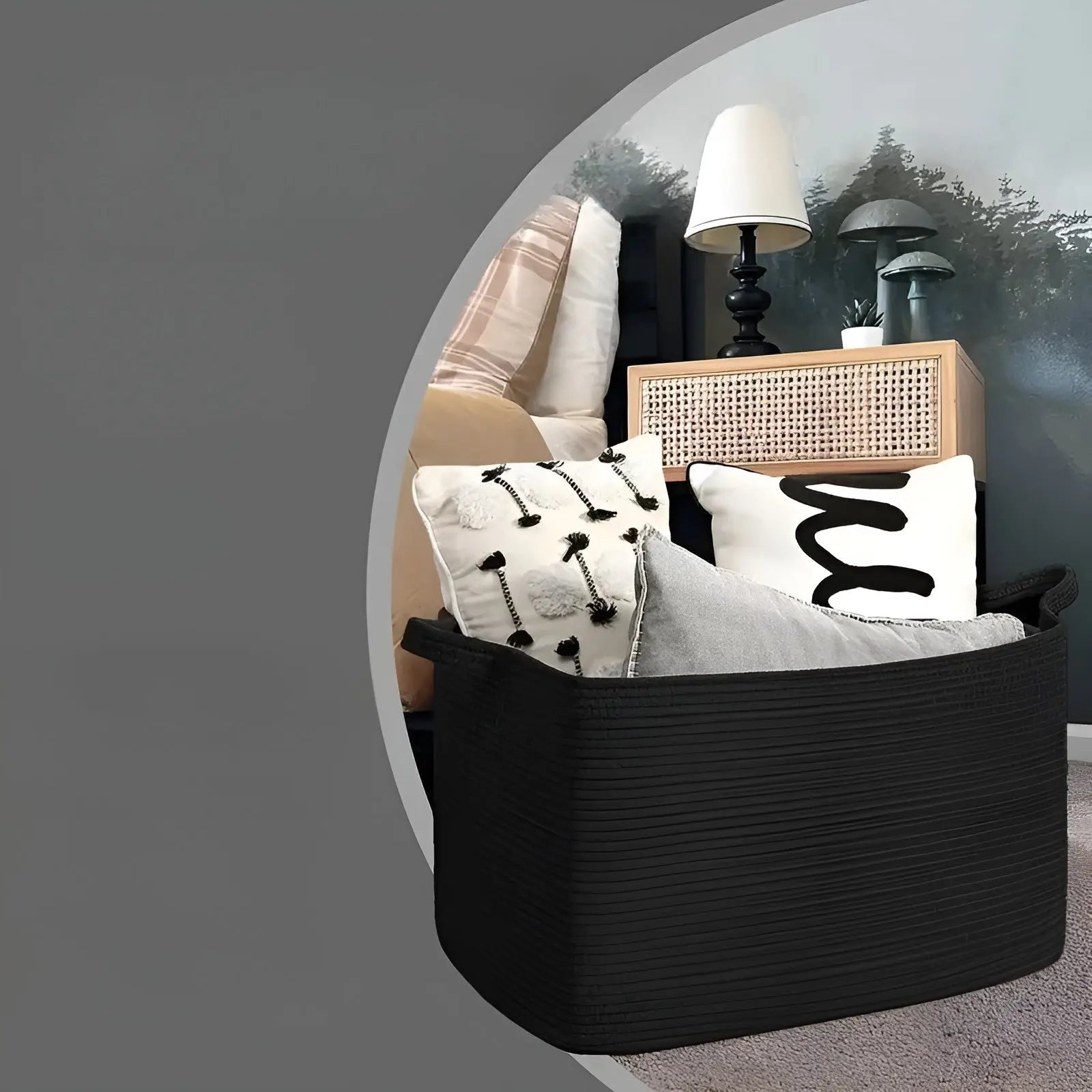 Woven Basket | Interlaced Pattern | Carry Handles | WohnHafen