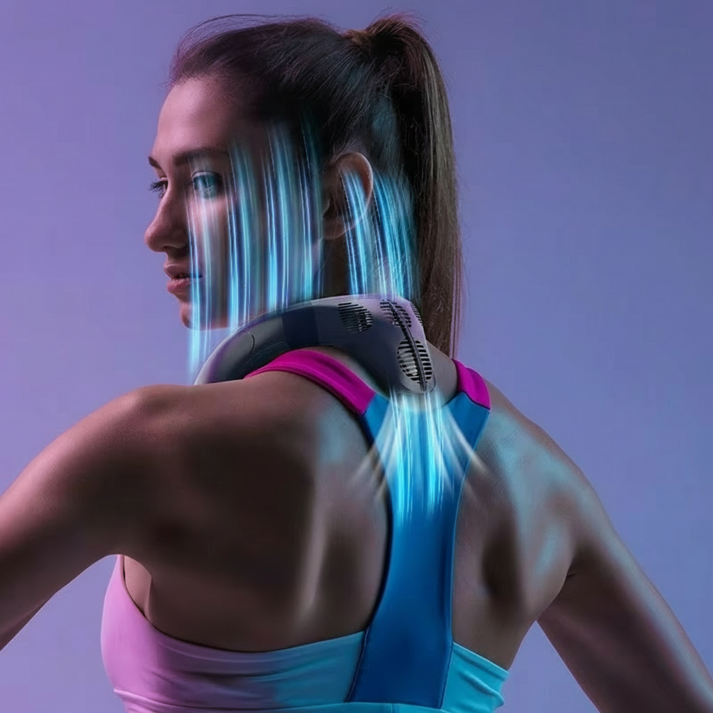 Wearable Neck Fan – Portable Rechargeable with Surround Airflow & Extended Battery