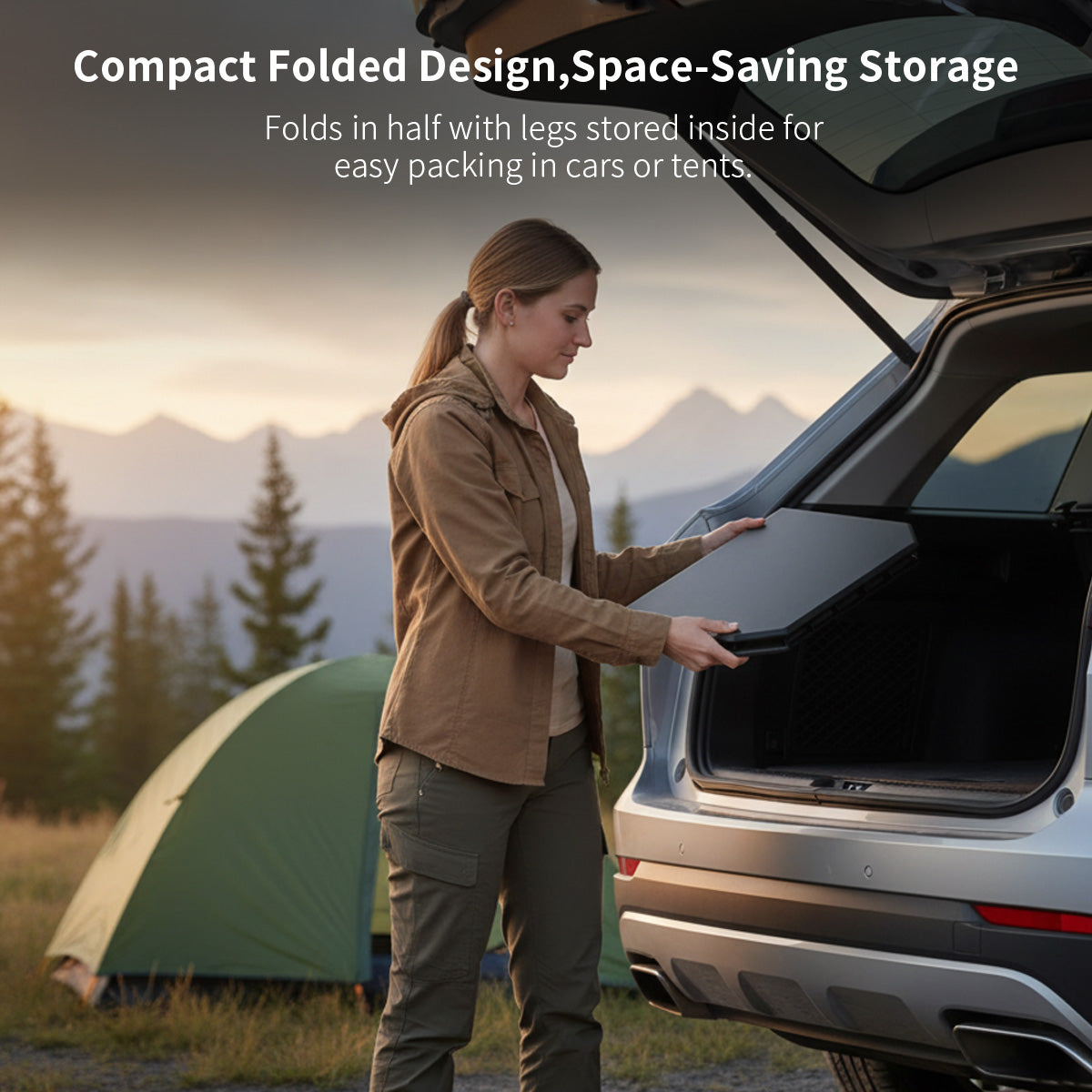 Lightweight Folding Camping Table with Adjustable Height