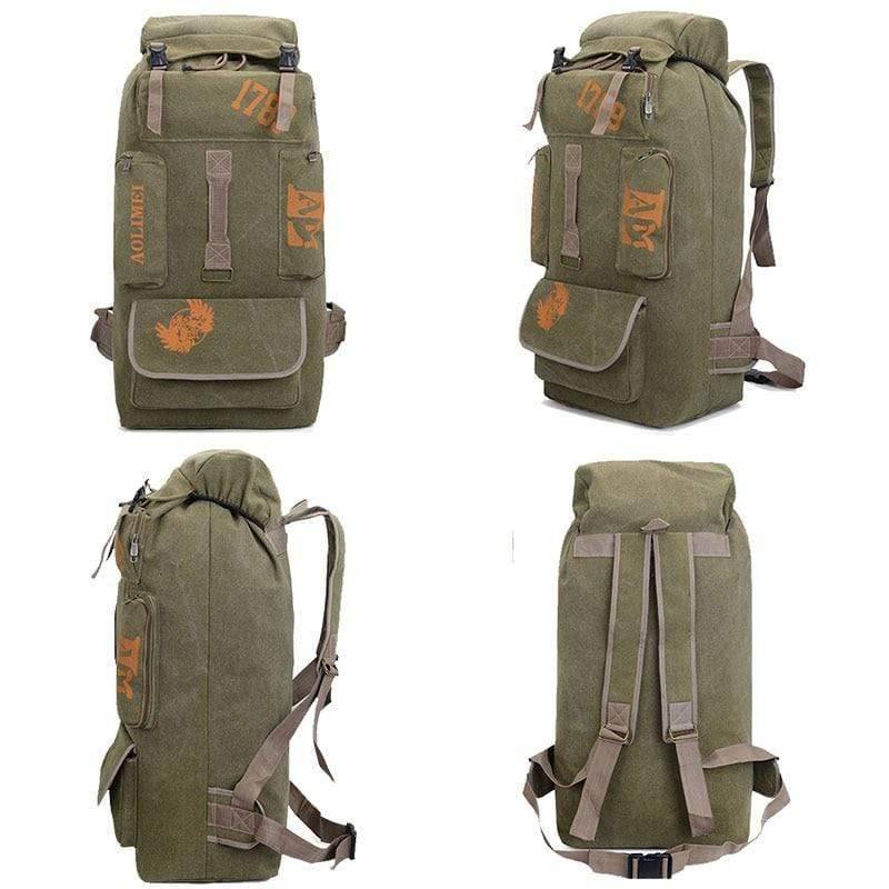 100L Heavy-Duty Canvas Backpack for Camping and Hiking