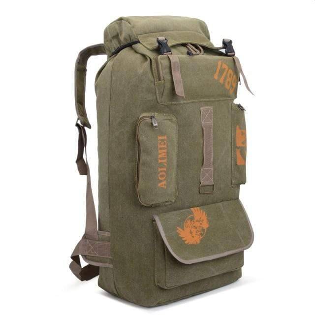 100L Heavy-Duty Canvas Backpack for Camping and Hiking