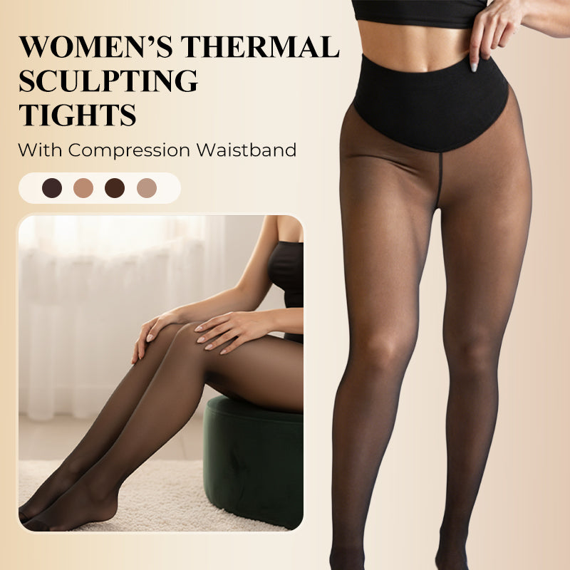 VelouraFlex™ – Sheer Thermal Sculpting Tights with Compression Waistband