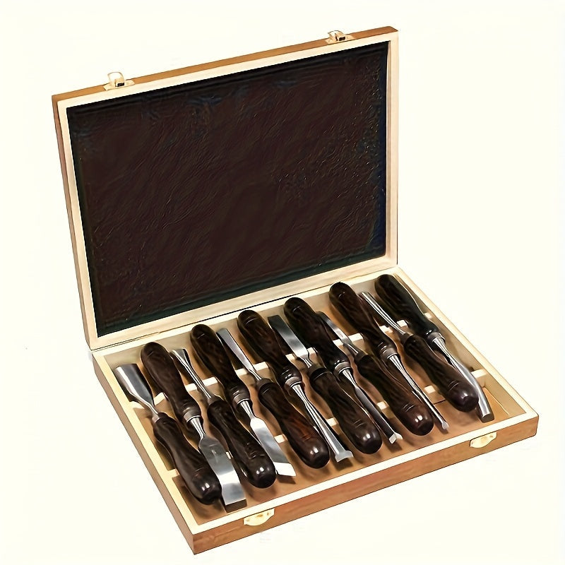 Wood Carving Tool Set – 12-Piece Precision Kit with Wooden Case