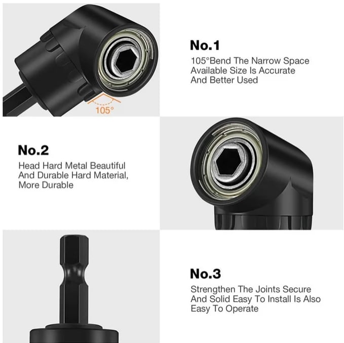 6-Piece Multi-Angle Drill Bit and Adapter Set – Precision Power for Tight Spaces