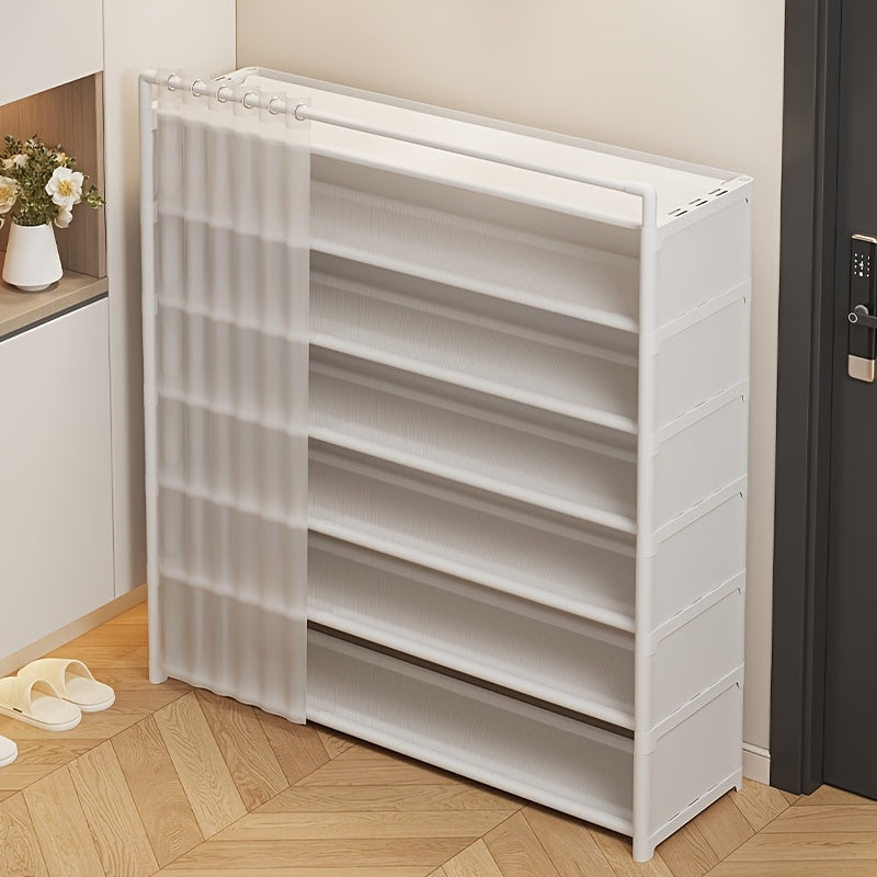 Foldable Shoe Rack with Dust Cover Curtain