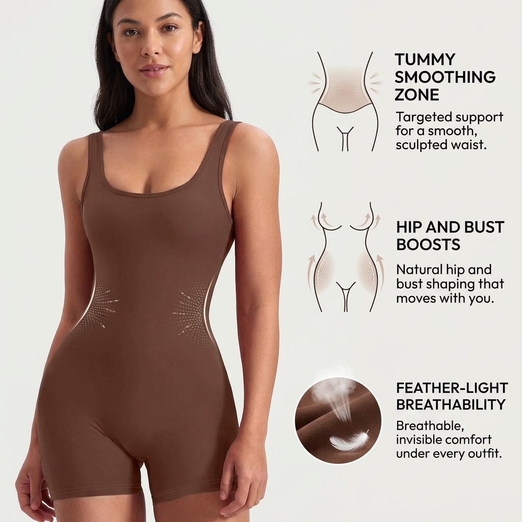 SilhouettaCurve™ – Seamless Full-Body Shaping Bodysuit with Tummy-Smoothing Panels