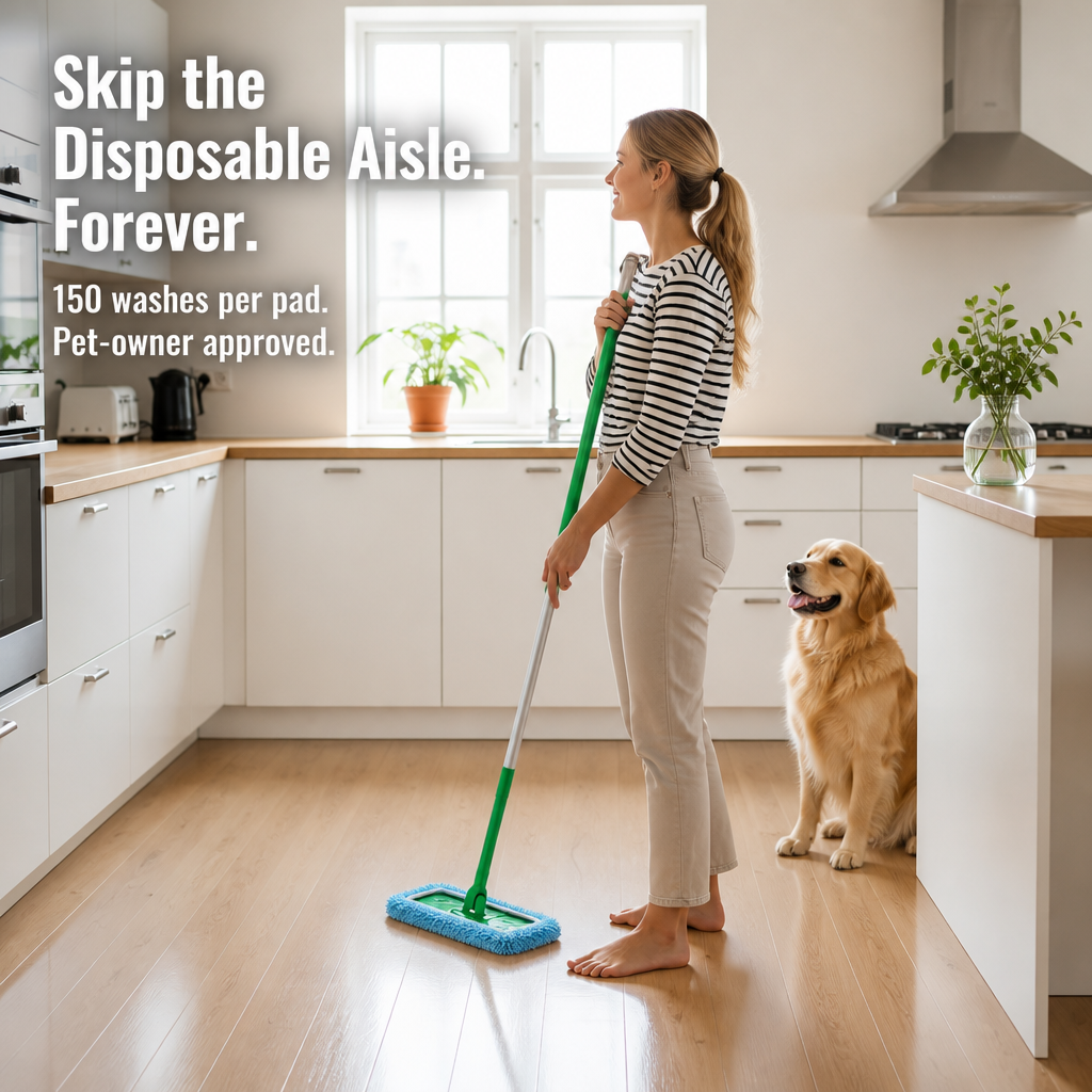 SwiftSleek™ — Snap-On Microfiber Pads That Grab Pet Hair Through 150 Washes
