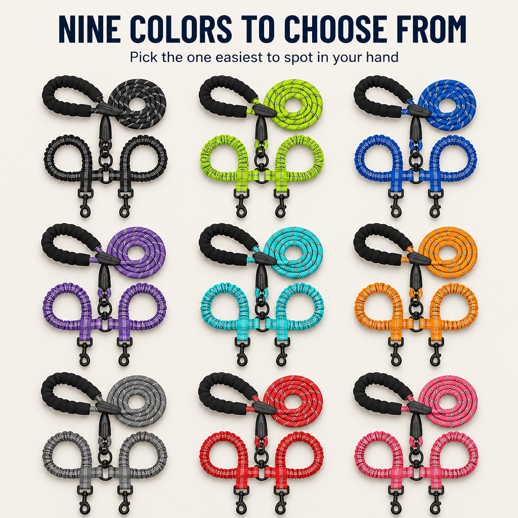 VersaTether™ — Effortless, Tangle-Free Control for Happier, Calmer Walks with Two Dogs