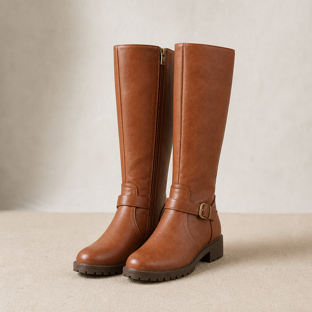 VeroStride™ – Classic Knee-High Riding Boots with Block Heel