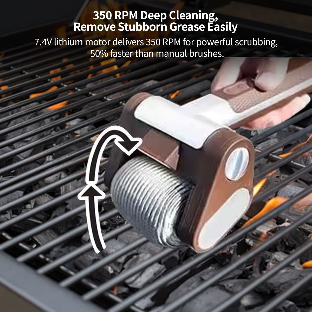 Stainless Steel Brush Electric Grill Cleaner with LED Illumination