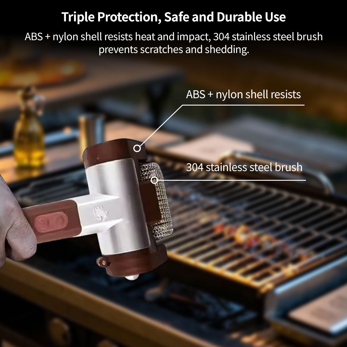 Stainless Steel Brush Electric Grill Cleaner with LED Illumination