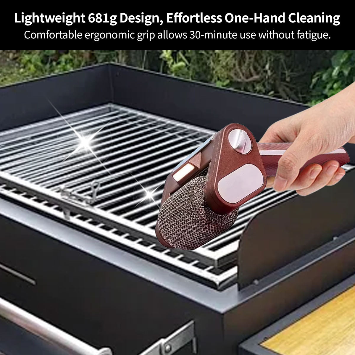 Stainless Steel Brush Electric Grill Cleaner with LED Illumination