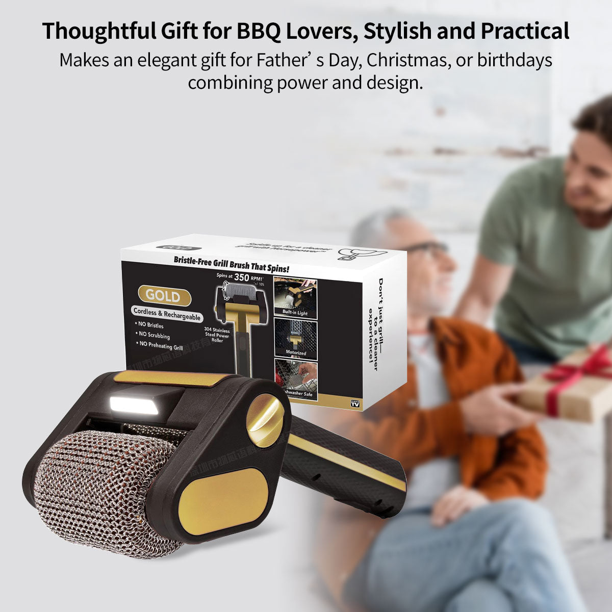 Stainless Steel Brush Electric Grill Cleaner with LED Illumination