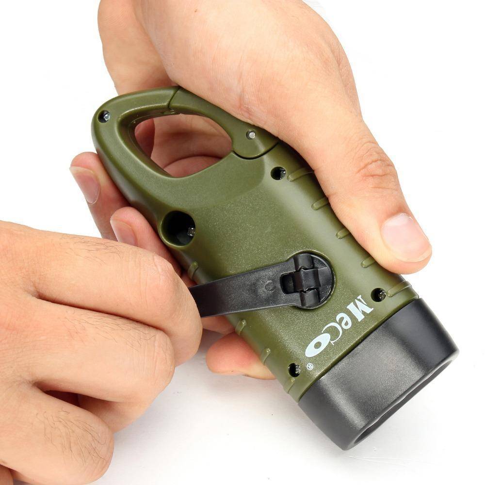 Solar-Powered LED Flashlight with Hand Crank for Emergencies
