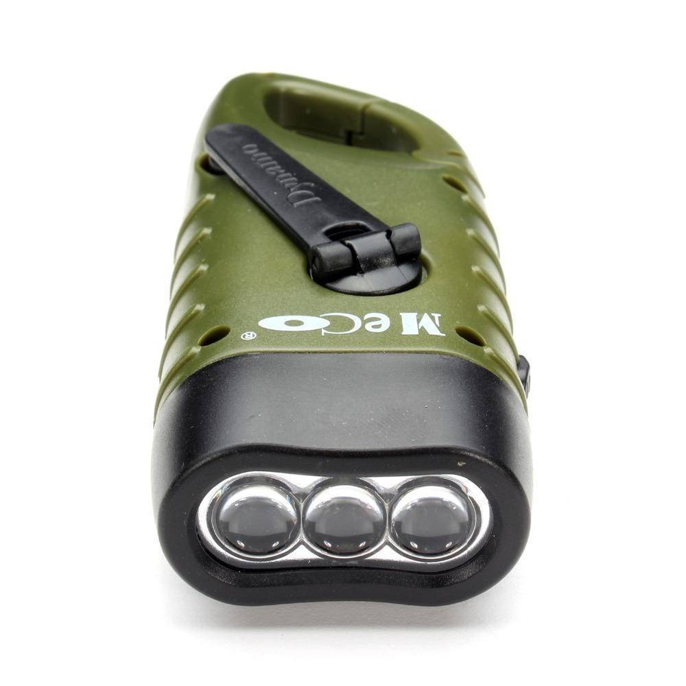 Solar-Powered LED Flashlight with Hand Crank for Emergencies