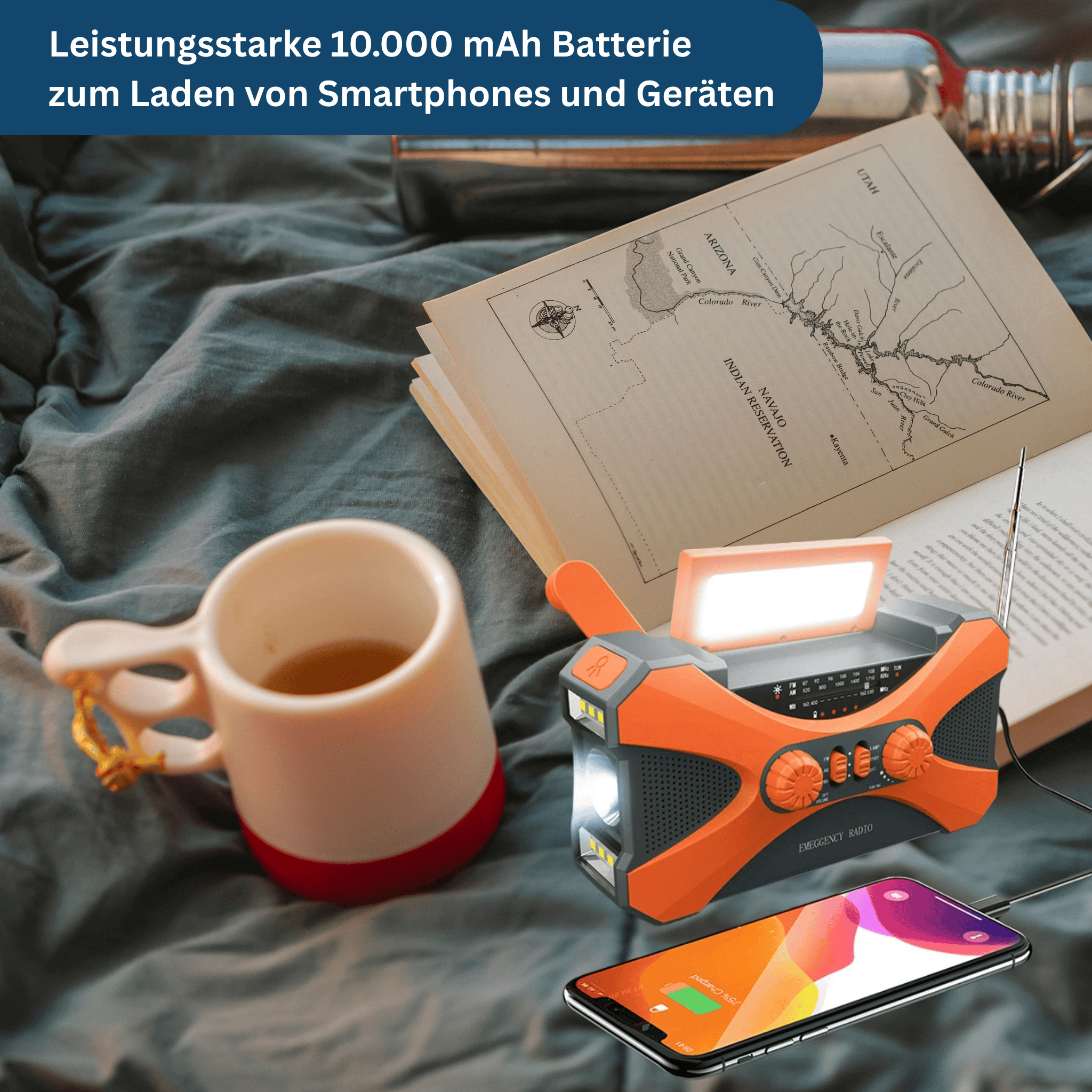 Solar and Hand Crank Emergency Radio with 10,000mAh Power Bank