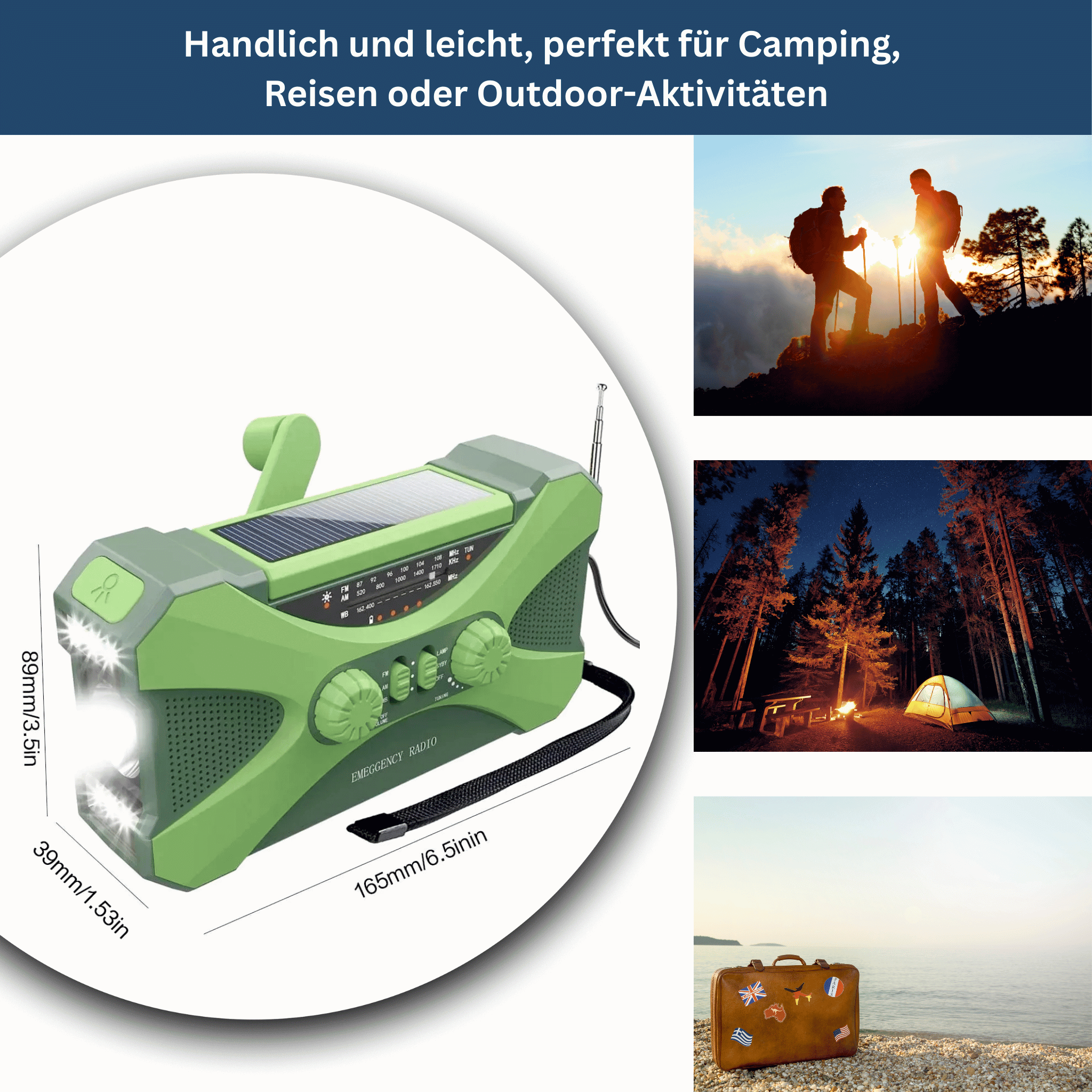 Solar and Hand Crank Emergency Radio with 10,000mAh Power Bank