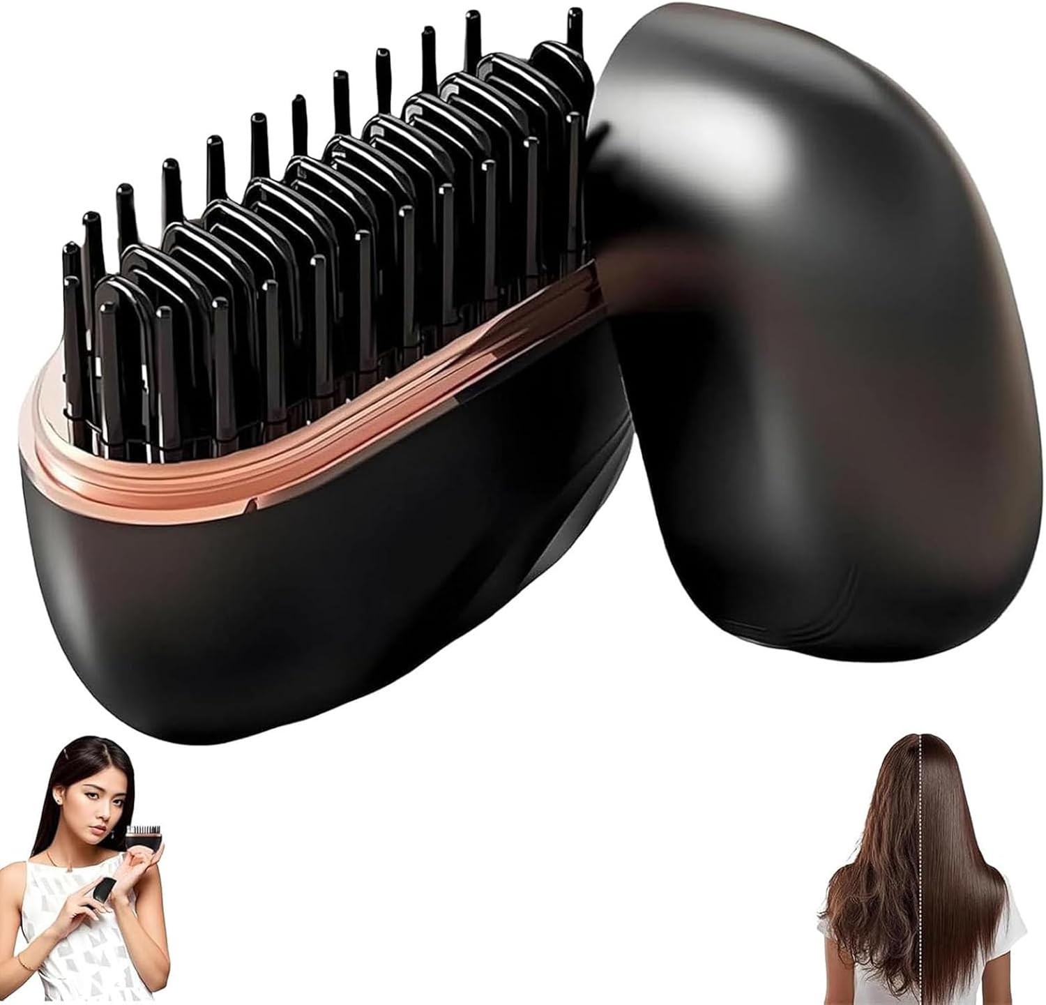 Cordless Electric Straightening Brush with 3 Heat Settings