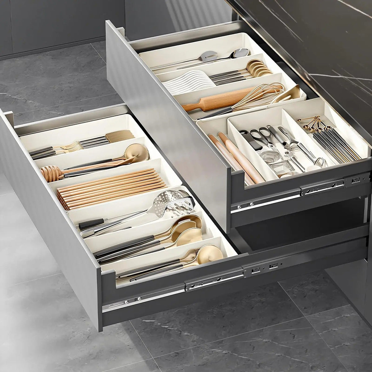 Expandable Drawer Organizer with Clear Compartments