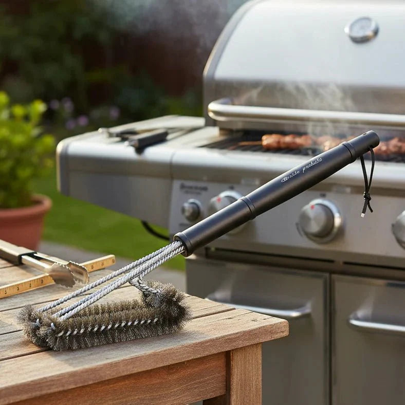Stainless Steel BBQ Grill Grate Scrubber Brush | Eliminates Burnt Residue | Non-Slip Grip | FireScrub