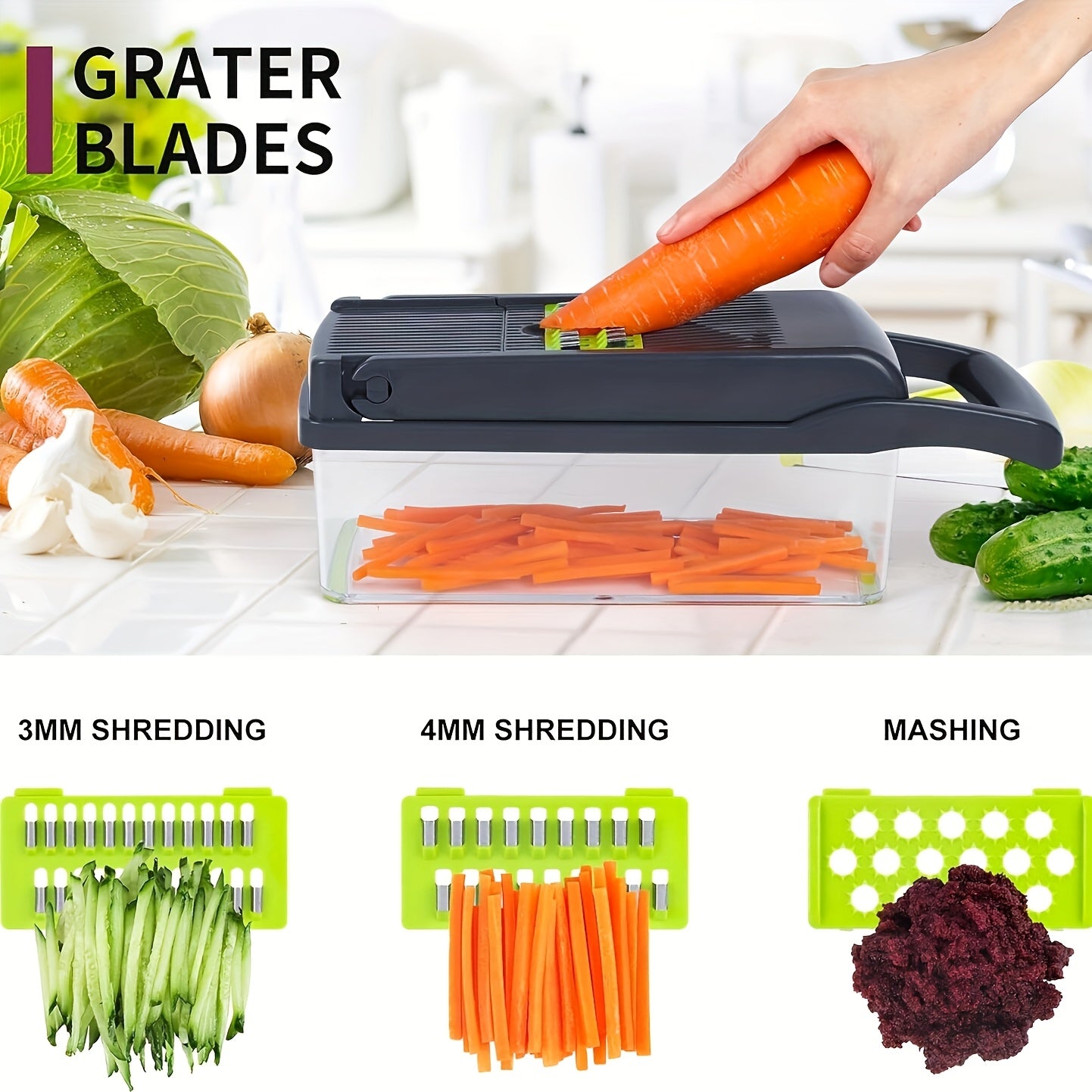 16-in-1 Multi-Functional Vegetable Chopper with Collecting Container