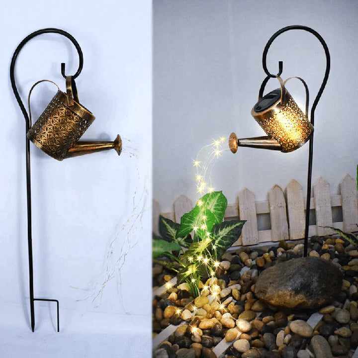Garden Light Solar | Watering Can Style | Gentle Rain Effect Illumination | GardenGlow