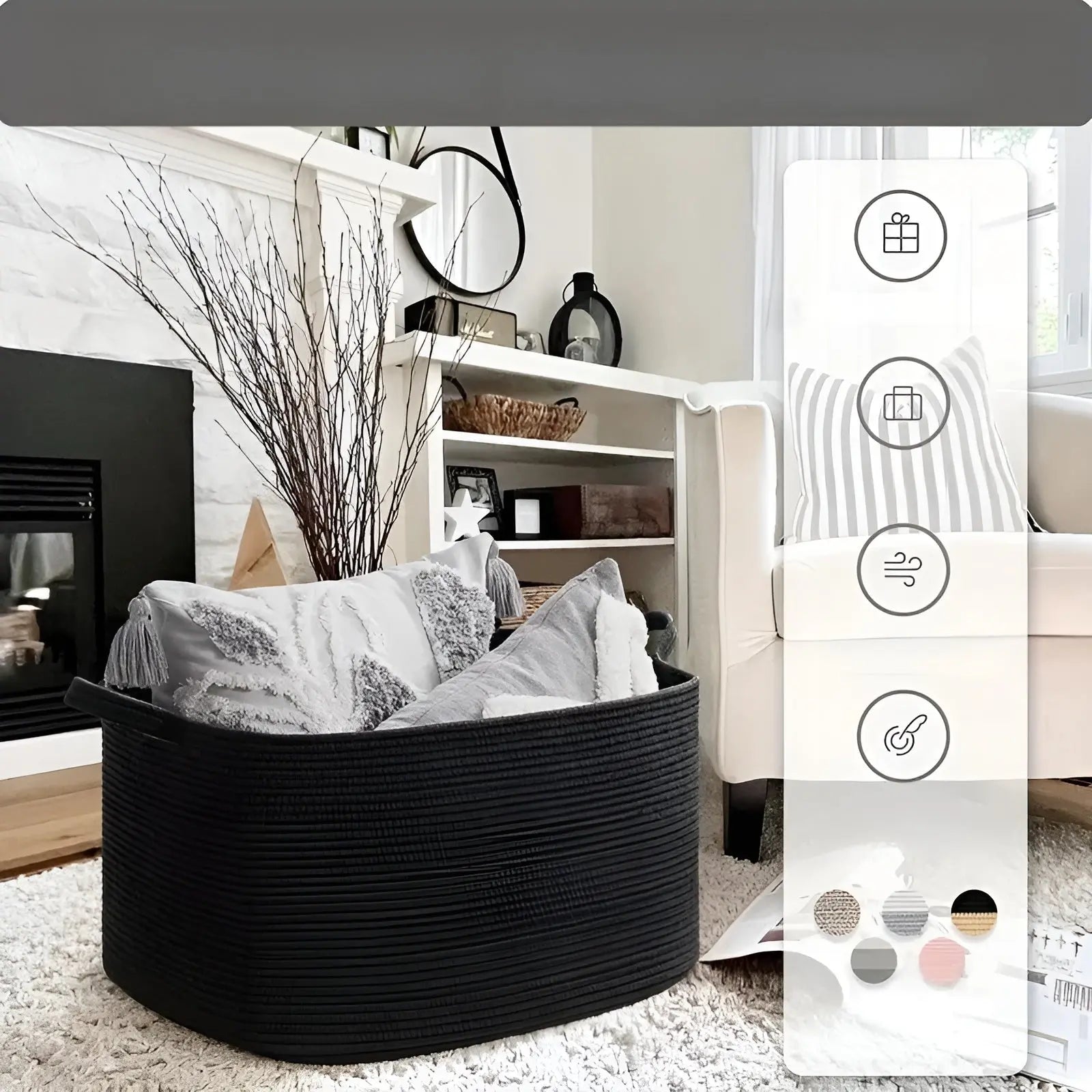 Woven Basket | Interlaced Pattern | Carry Handles | WohnHafen