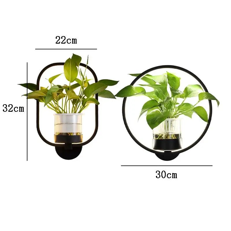 LED Botanical Wall Light with Glass Vase – Oval & Round