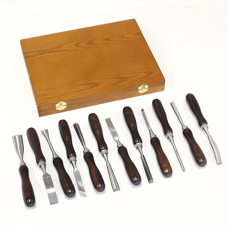 Wood Carving Tool Set – 12-Piece Precision Kit with Wooden Case