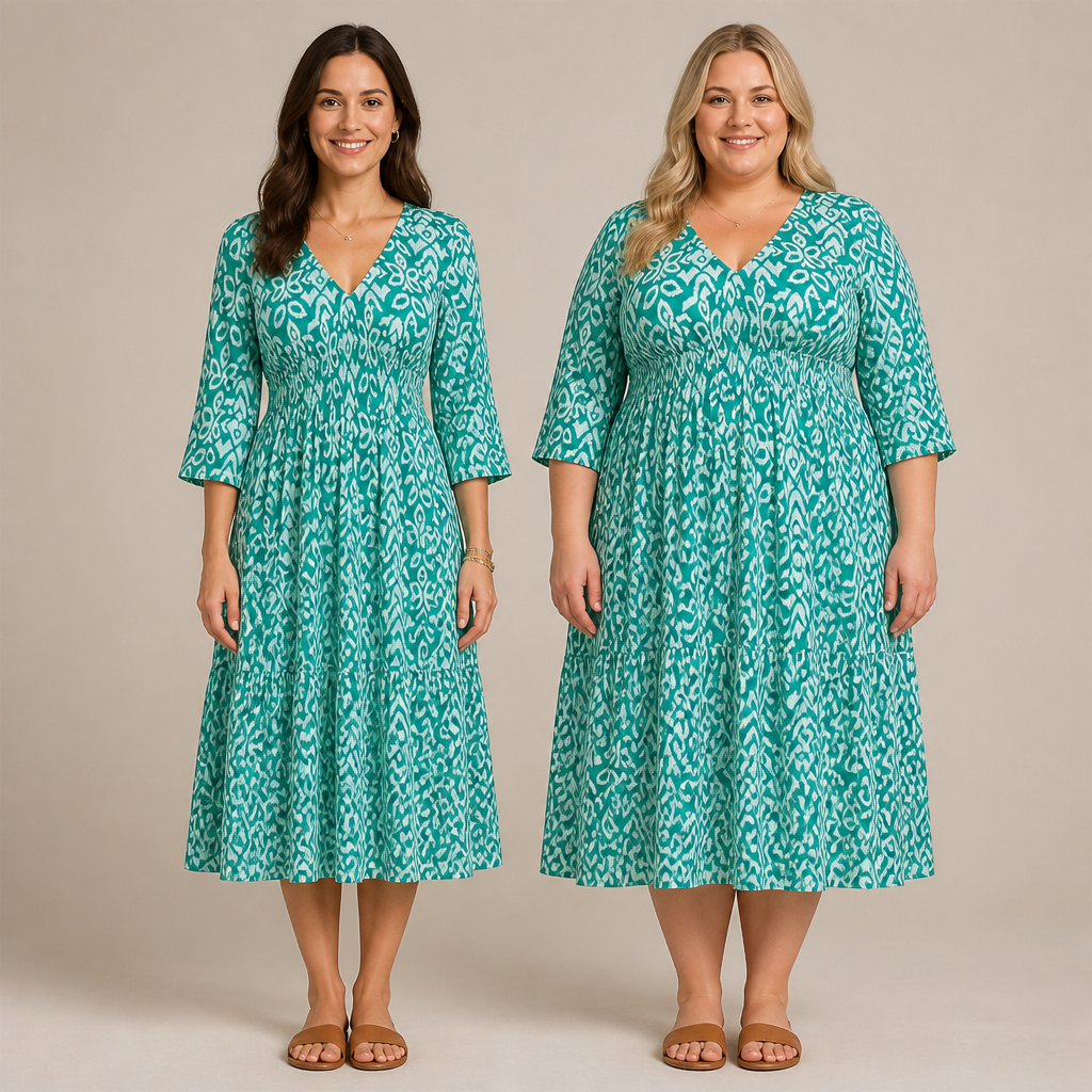 CelestialAura™ Floral V-Neck Dress — Flaunt Your Curves with Effortless Elegance and All-Day Comfort