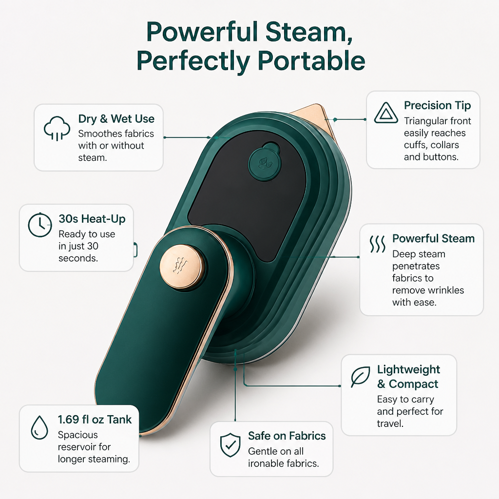 VestaPress™ — Look Flawless Instantly with Precision Steam Power Anywhere