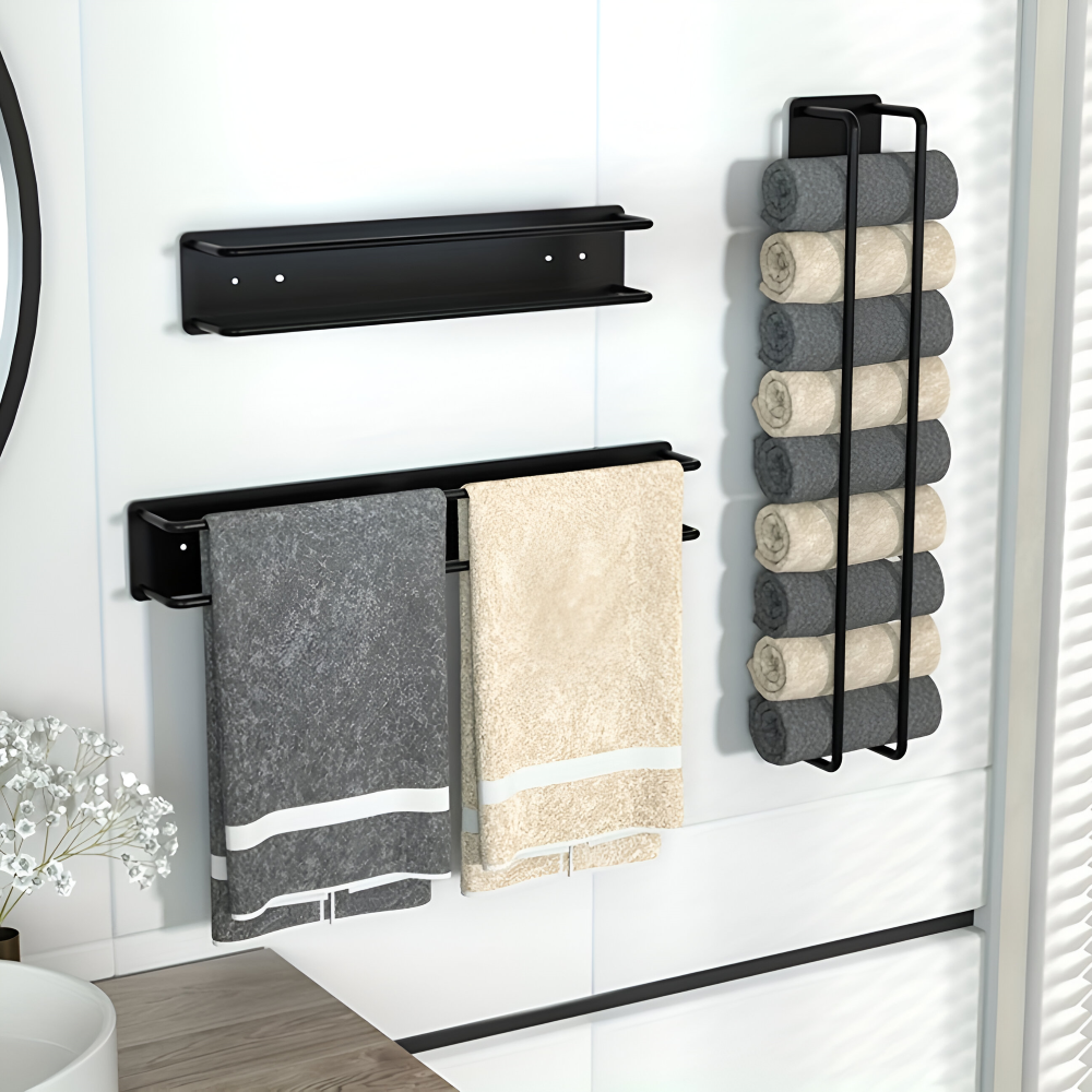 Towel Rack | Upright Wall Organizer | Open Wire Basket | TowelStack