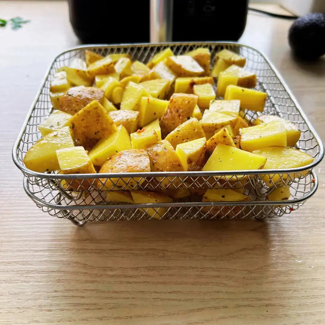 SizzleNest™ Multi-Layer Air Fryer Baskets — Double Your Cooking Power and Enjoy Flawless, Stress-Free Meals Every Time